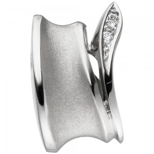 Anhänger 585 Weißgold teil matt 3 Diamanten Brillanten