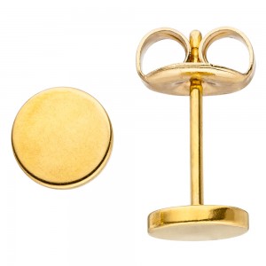 JOBO Ohrstecker Studs rund 6mm Edelstahl gold farben beschichtet