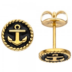 JOBO Ohrstecker Studs Anker 8mm Edelstahl gold farben beschichtet Ohrringe