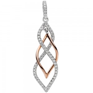 JOBO Anhänger 925 Sterlingsilber bicolor vergoldet mit Zirkonia