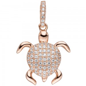 JOBO Anhänger Schildkröte 925 Sterlingsilber rotgold vergoldet mit Zirkonia