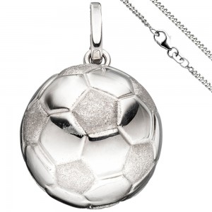 Kinder Anhänger Fußball 925 Silber Fußballanhänger mit Kette 38cm