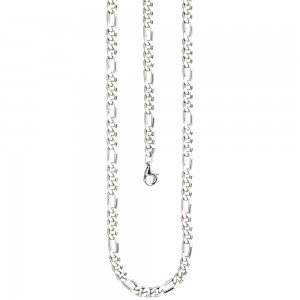 Figarokette 925 Silber diamantiert 50cm Karabiner