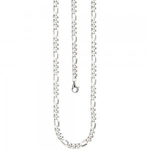 Figarokette 925 Silber diamantiert 60cm Karabiner