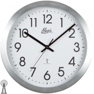 Magic Wanduhr Funk Funkwanduhr analog silbern rund schlicht