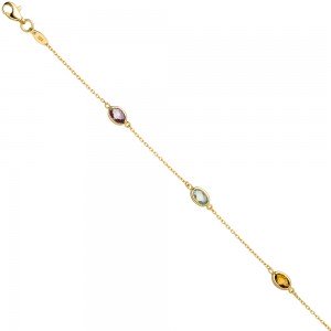 Armband 585 Gelbgold 2 Amethyste 1 Citrin 1 Blautopas
