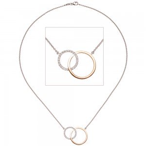 Collier Halskette 585 Weißgold Rotgold bicolor 25 Diamanten Brillanten