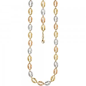 Halskette Kette 585 Gold dreifarbig tricolor 45cm Karabiner