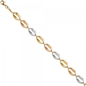 Armband 585 Gelbgold Rotgold Weißgold tricolor dreifarbig 19cm