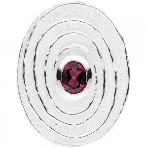 Anhänger oval 925 Sterlingsilber matt 1 Rhodolit rot