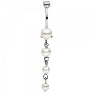 JOBO Bauchnabel Piercing Edelstahl mit SWAROVSKI® ELEMENTS 48mm