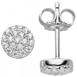 JOBO Ohrstecker rund 925 Sterlingsilber mit Zirkonia Ohrringe 6mm