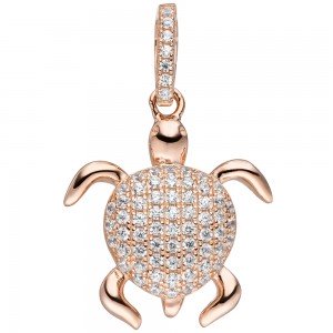 JOBO Anhänger Schildkröte 925 Sterlingsilber rotgold vergoldet mit Zirkonia