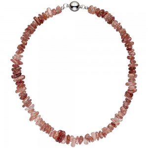 Halskette Erdbeerquarz 44cm Erdbeerquarzkette Quarzkette