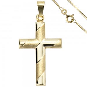 Anhänger Kreuz 333 Gelbgold mit Kette 50cm