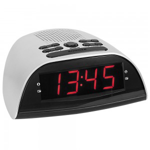 Wecker Netzwecker Radiowecker digital silbern Snooze Digitalwecker