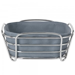 Brotkorb klein DELARA Stahldraht verchromt Baumwolleinlage Flint Stone
