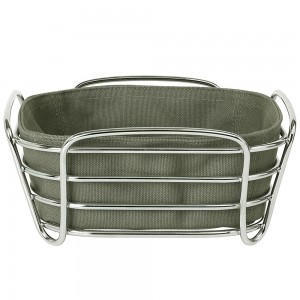 Brotkorb klein DELARA Stahldraht verchromt Baumwolleinlage Agave Green