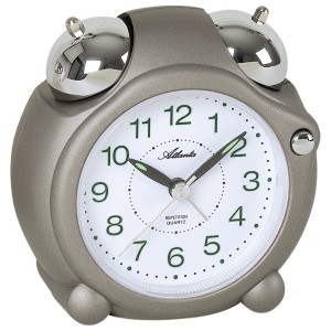 Wecker Quarz analog grau Glockenwecker Doppelglockenwecker