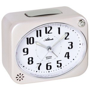 Wecker Quarz analog creme weiß leise ohne Ticken mit Licht