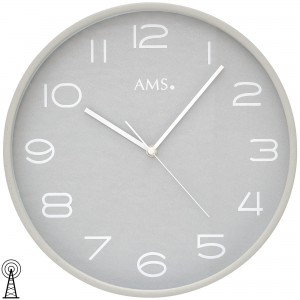 Wanduhr Funk Funkwanduhr analog Holz grau