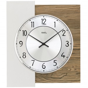 Wanduhr Quarz analog nussbaum farben mit Aluminium-Veredelung