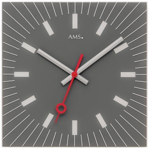 Wanduhr Quarz analog Glas grau eckig leise ohne Ticken