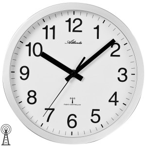 Wanduhr Funk Funkwanduhr analog silbern rund