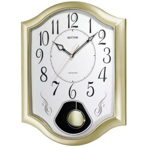 Wanduhr Quarz mit Pendel golden Pendeluhr mit Melodie