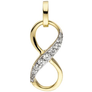 Anhänger Unendlichkeit 375 Gelbgold 10 Zirkonia