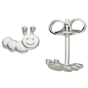 Kinder Ohrstecker Raupe 925er Sterlingsilber mattiert Ohrringe