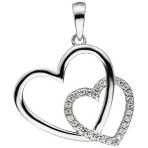 Anhänger Herz Herzen 925 Sterlingsilber 28 Zirkonia Silberherz