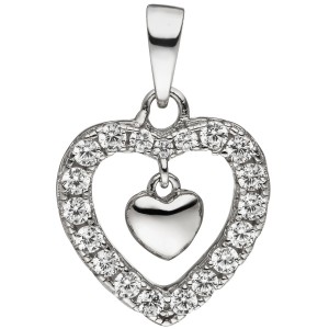 Anhänger Herz Herzen 925 Sterlingsilber 19 Zirkonia Silberherz