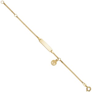 Schildband Babyfüße 333 Gelbgold 14cm Kinder Gravur ID Armband