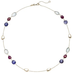 Collier 585 Gelbgold 12 Turmaline 45cm