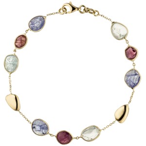 Armband 585 Gelbgold 9 Turmaline 19cm