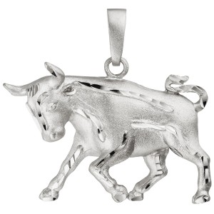 Anhänger Sternzeichen Stier 925 Sterling Silber teil matt