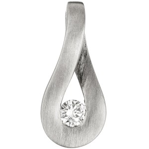 Anhänger Tropfen 950 Platin matt 1 Diamant Brillant 0,09ct.
