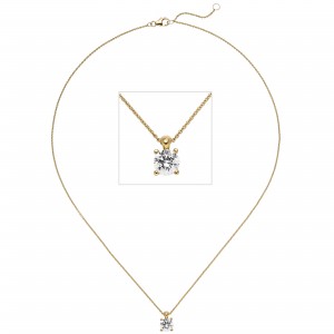 Collier Kette mit Anhänger 585 Gelbgold 1 Diamant Brillant 1,0ct. 45cm