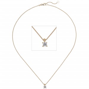 Collier Kette mit Anhänger 585 Rotgold 1 Diamant Brillant 0,50ct. 45cm
