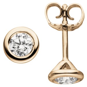 Ohrstecker rund 585 Rotgold 2 Diamanten Brillanten 0,50ct. Ohrringe