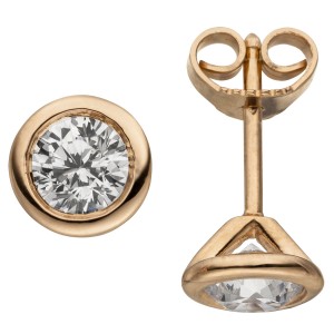 Ohrstecker rund 585 Rotgold 2 Diamanten Brillanten 1,00ct. Ohrringe