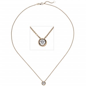 Collier Kette mit Anhänger 585 Rotgold 1 Diamant Brillant 0,50ct. 45cm