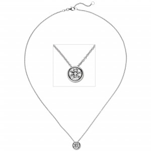 Colllier Kette mit Anhänger 585 Weißgold 1 Diamant Brillant 1,0 ct. 45cm