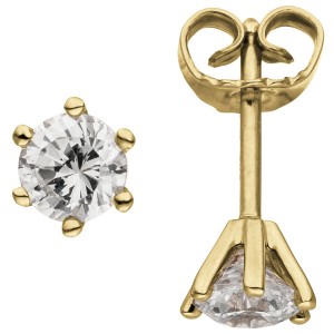 Ohrstecker 585 Gelbgold 2 Diamanten Brillanten 1,00ct. Ohrringe
