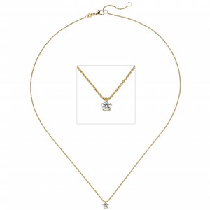 Collier Kette mit Anhänger 585 Gelbgold 1 Diamant Brillant 0,25ct. 45cm