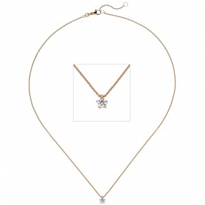 Collier Kette mit Anhänger 585 Rotgold 1 Diamant Brillant 0,15ct. 45cm