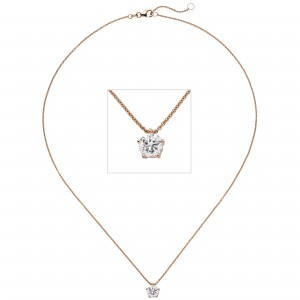 Collier Kette mit Anhänger 585 Rotgold 1 Diamant Brillant 1,0ct. 45cm
