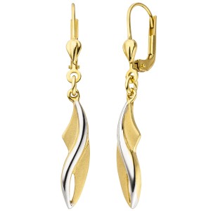 Ohrhänger 375 Gelbgold bicolor teil matt Boutons