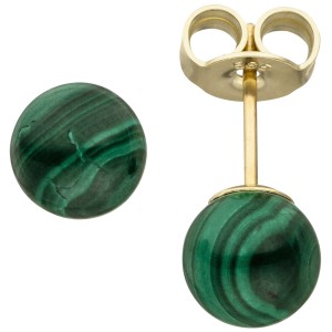 Ohrstecker 585 Gelbgold 2 Malachite grün Ohrringe